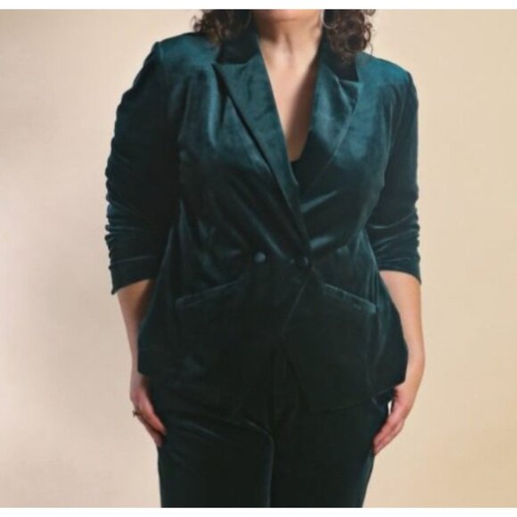 NEW! Universal Standard Velvet Blazer Jacket Forest Green SZ 12 - Picture 5 of 11